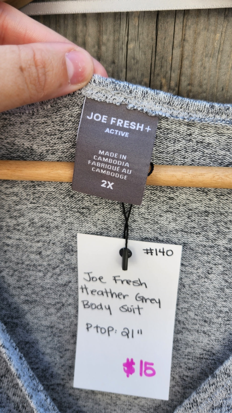 Size 2x Heather Grey Long Sleeve Bodysuit
