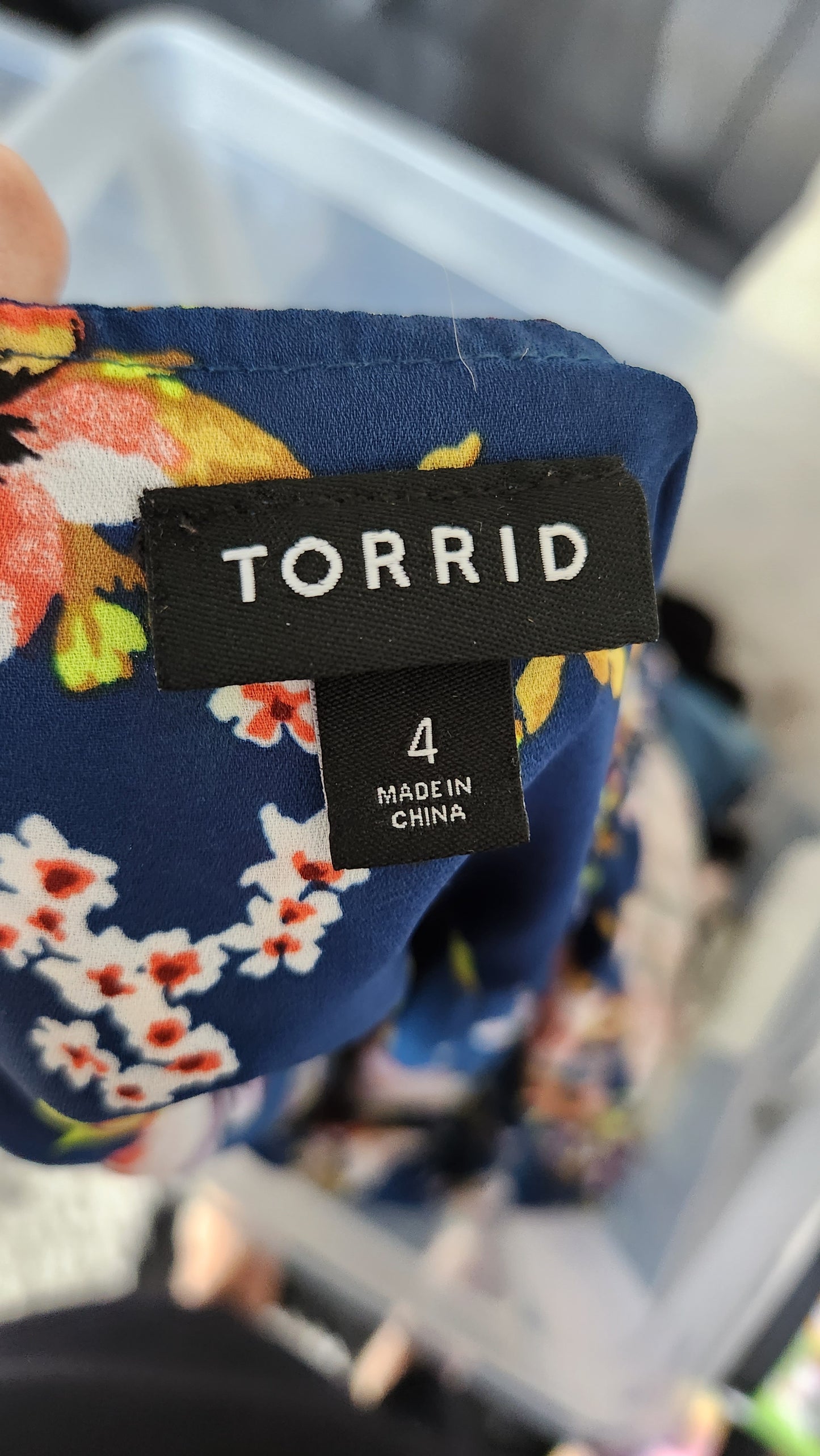 Size 4x Blue Floral Cap Sleeve Blouse