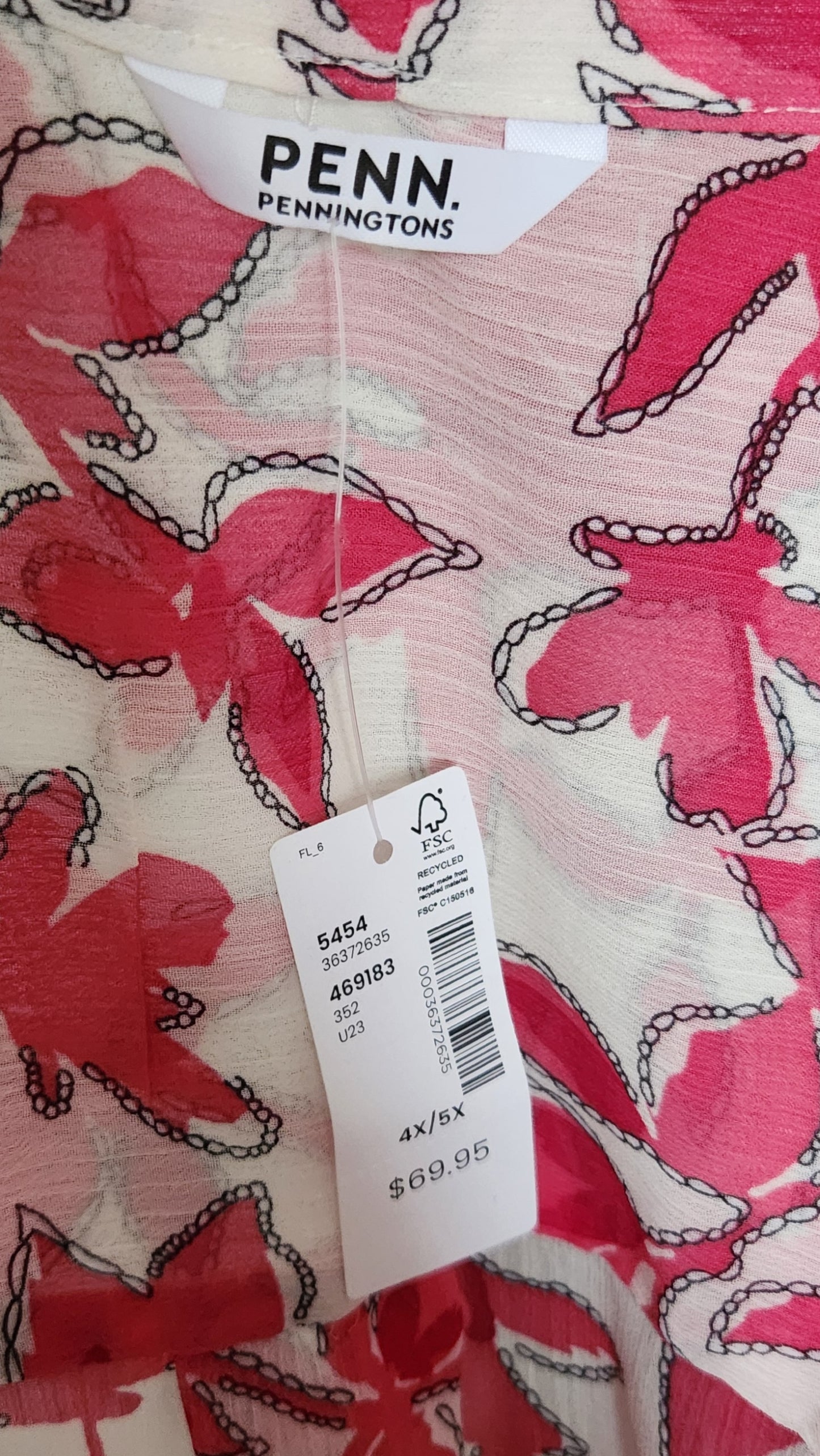Size 4x/5x Pink and White Floral Duster