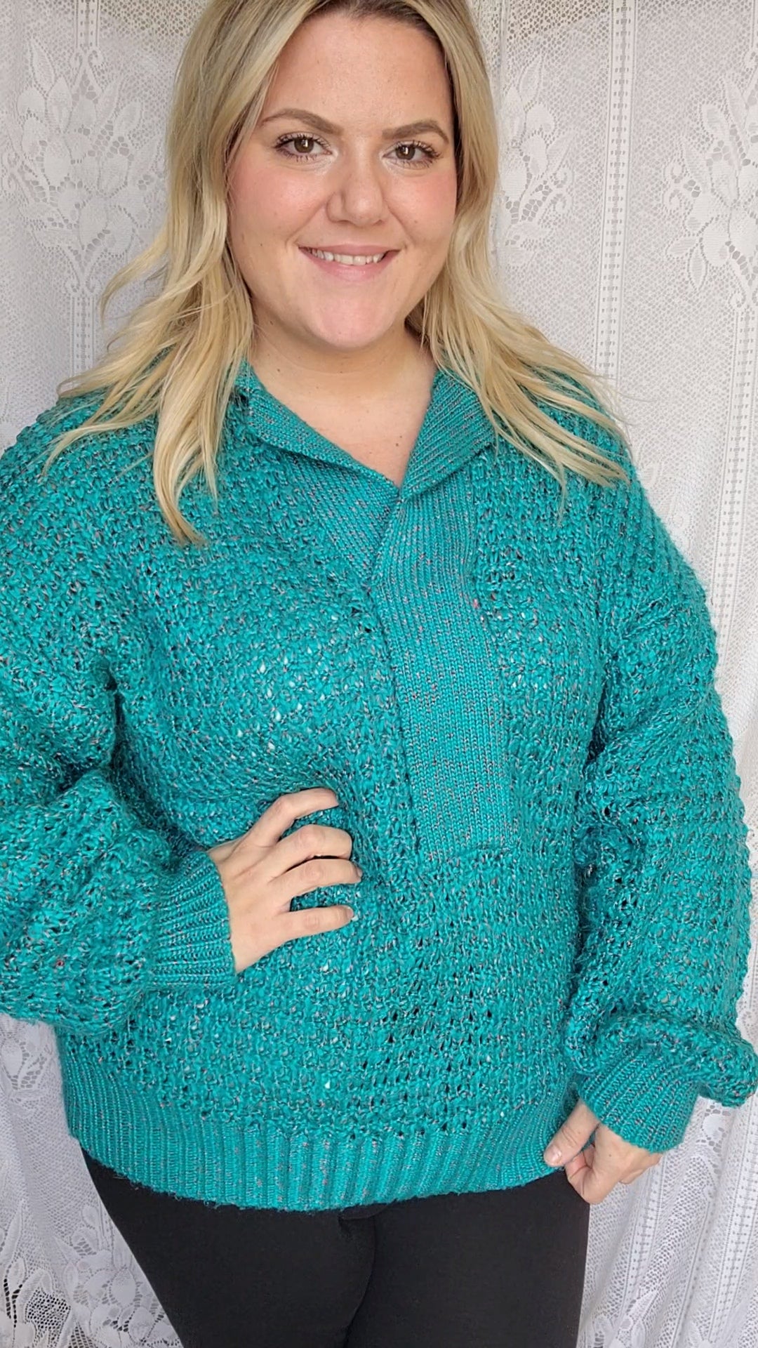 Fits like a XL/1x Vintage Green Knit Sweater