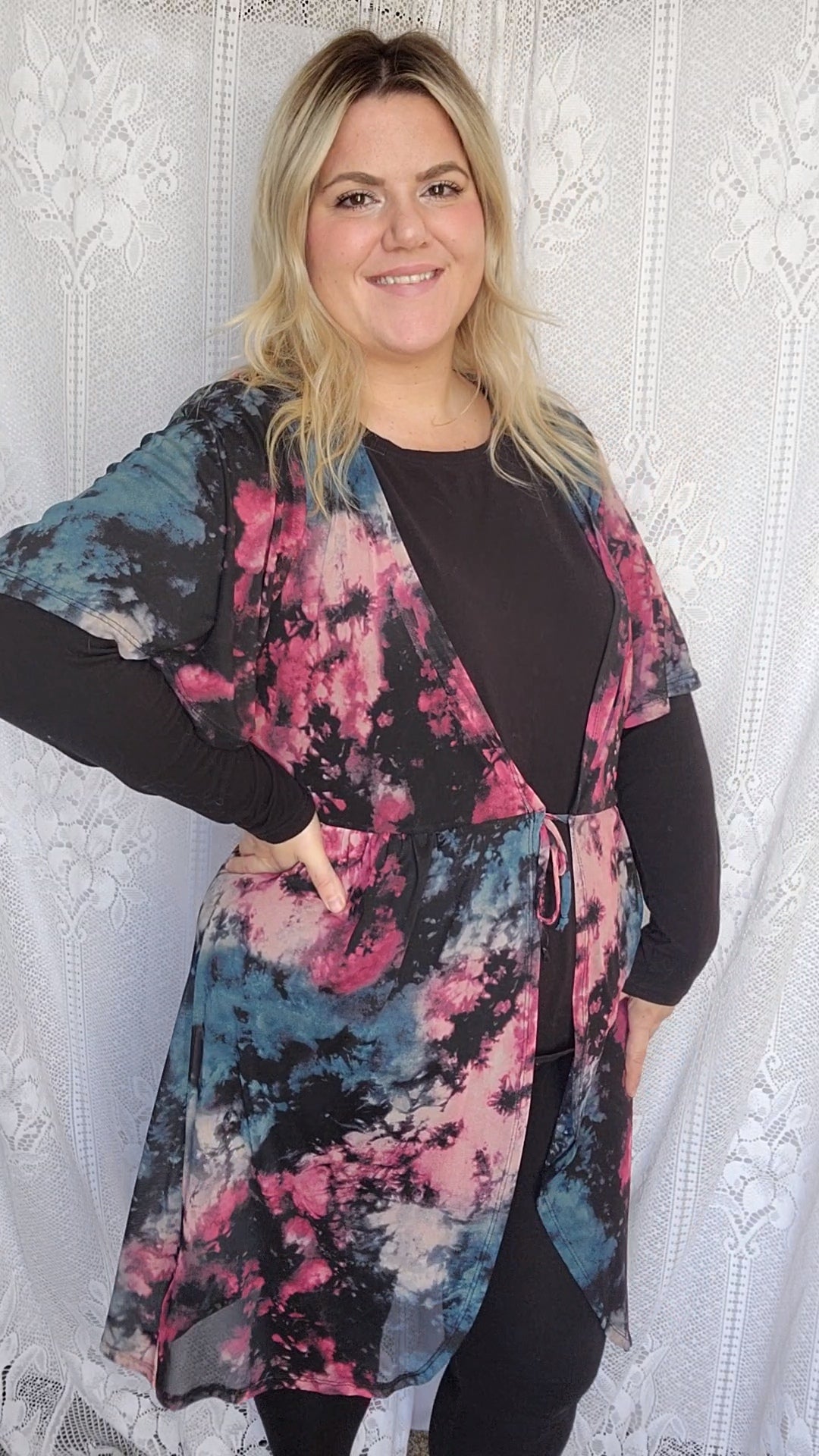 Size 2x Mesh Tie Dye Duster