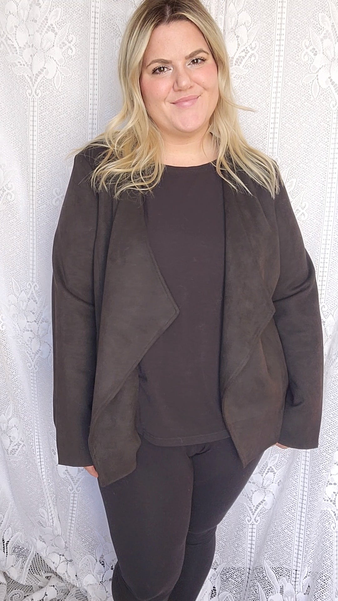 Size XXL Black Faux Suede Blazer