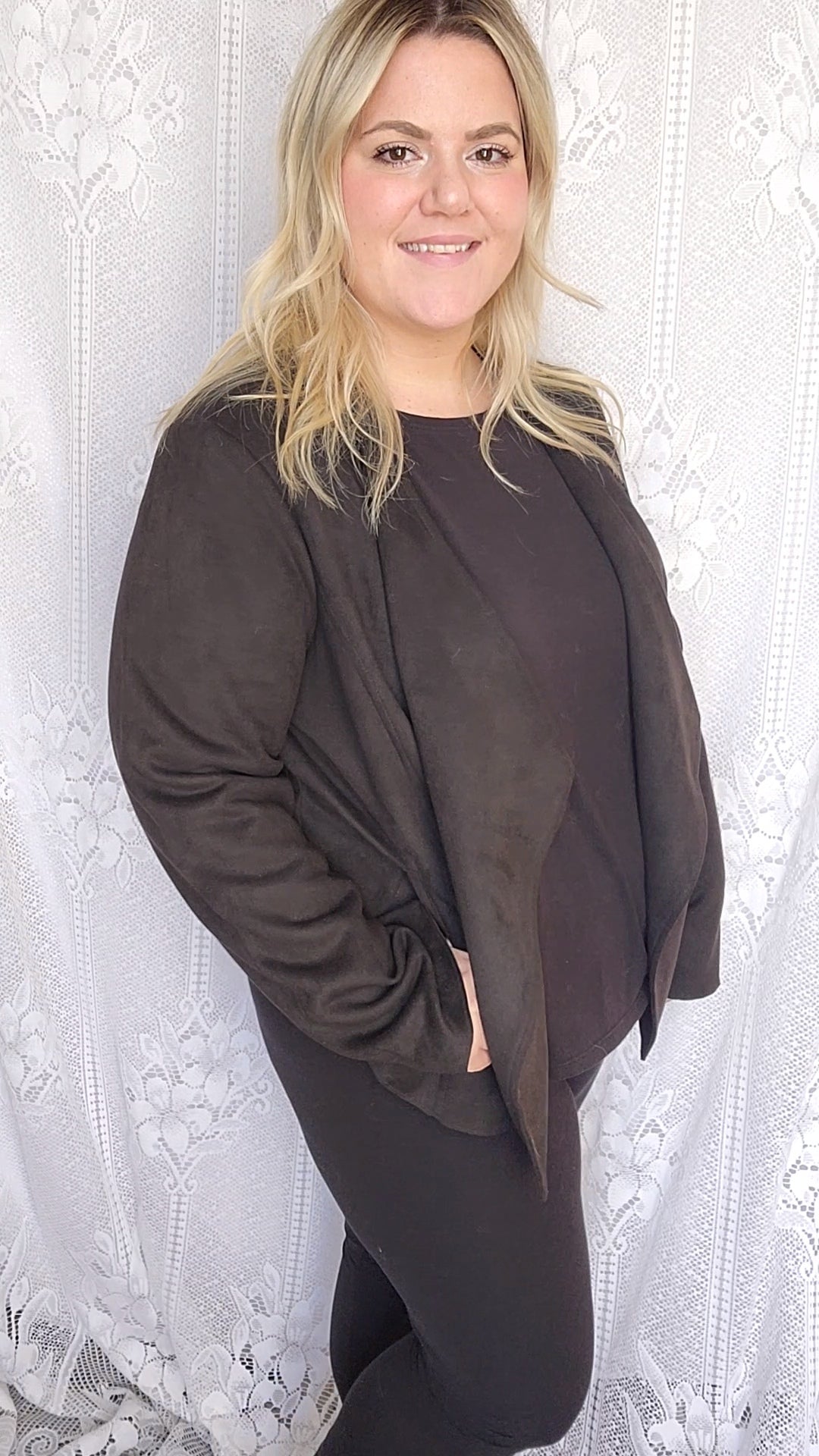 Size XXL Black Faux Suede Blazer