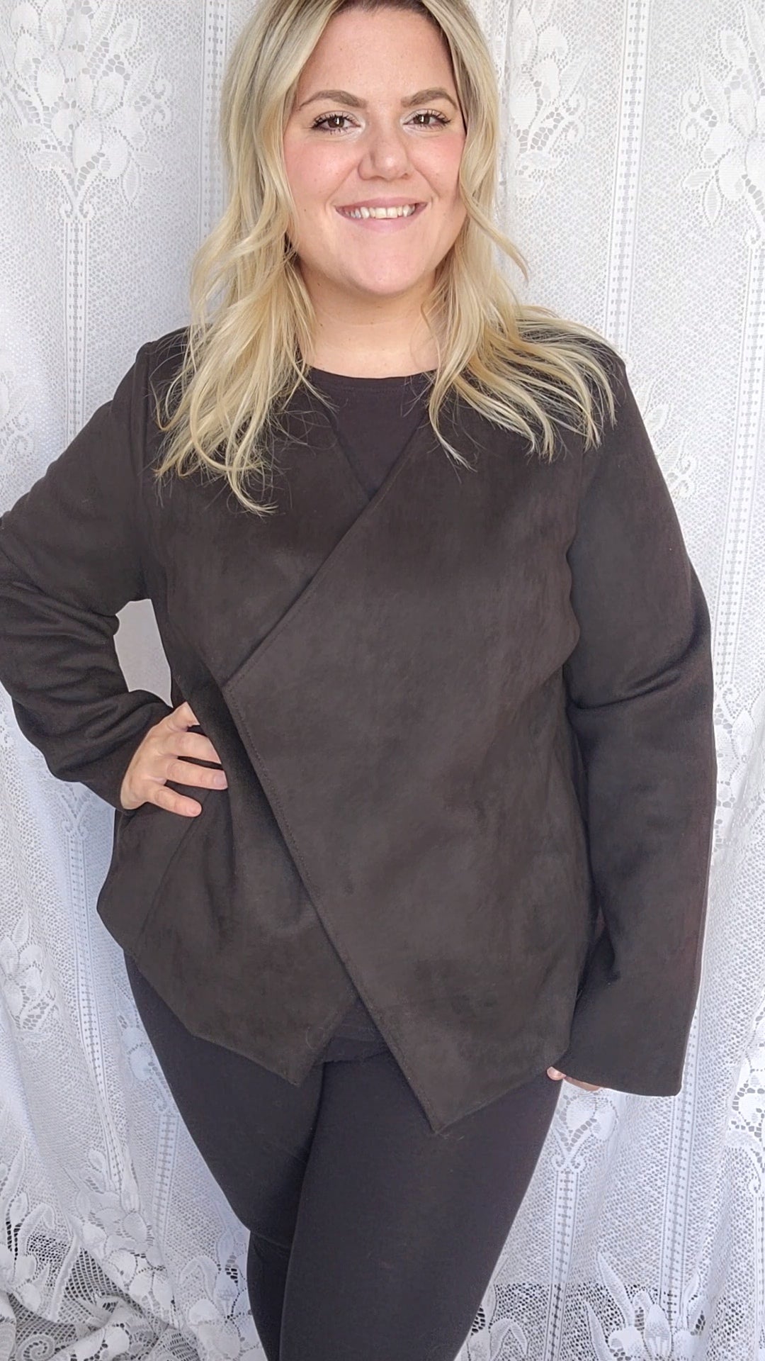 Size XXL Black Faux Suede Blazer