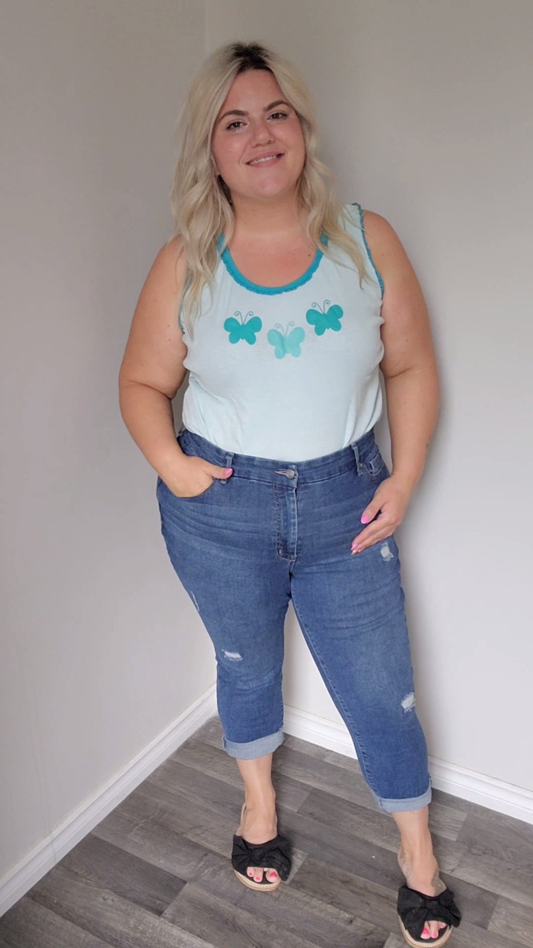 Fits like 1x/2x Y2k Baby Doll Butterfly Tank Top