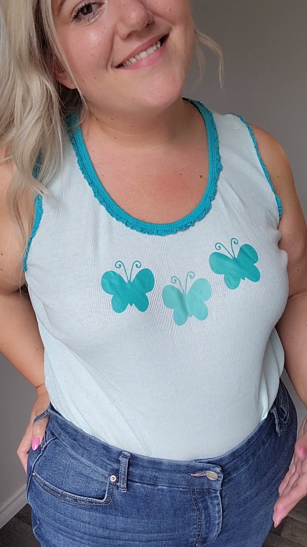 Fits like 1x/2x Y2k Baby Doll Butterfly Tank Top