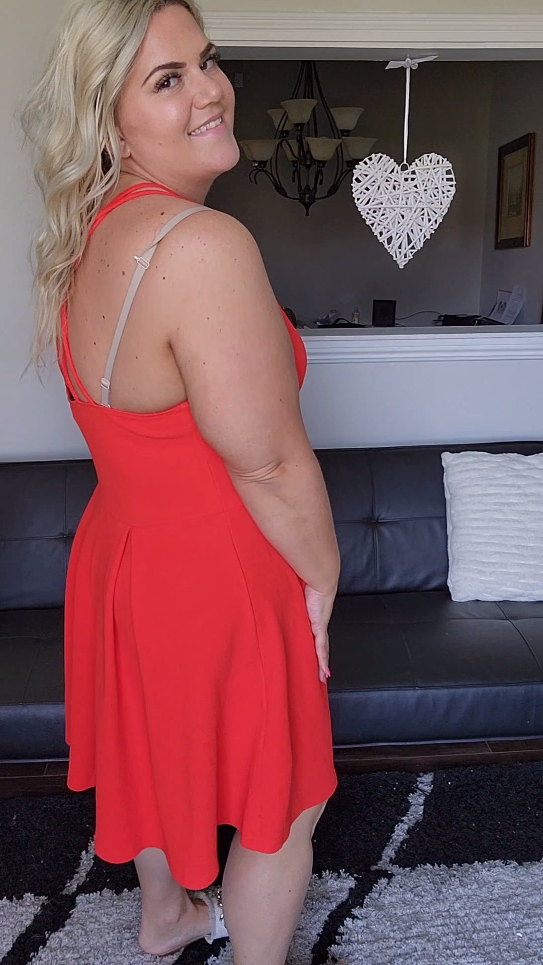Size 2x Orange Multi Strap Skater Dress