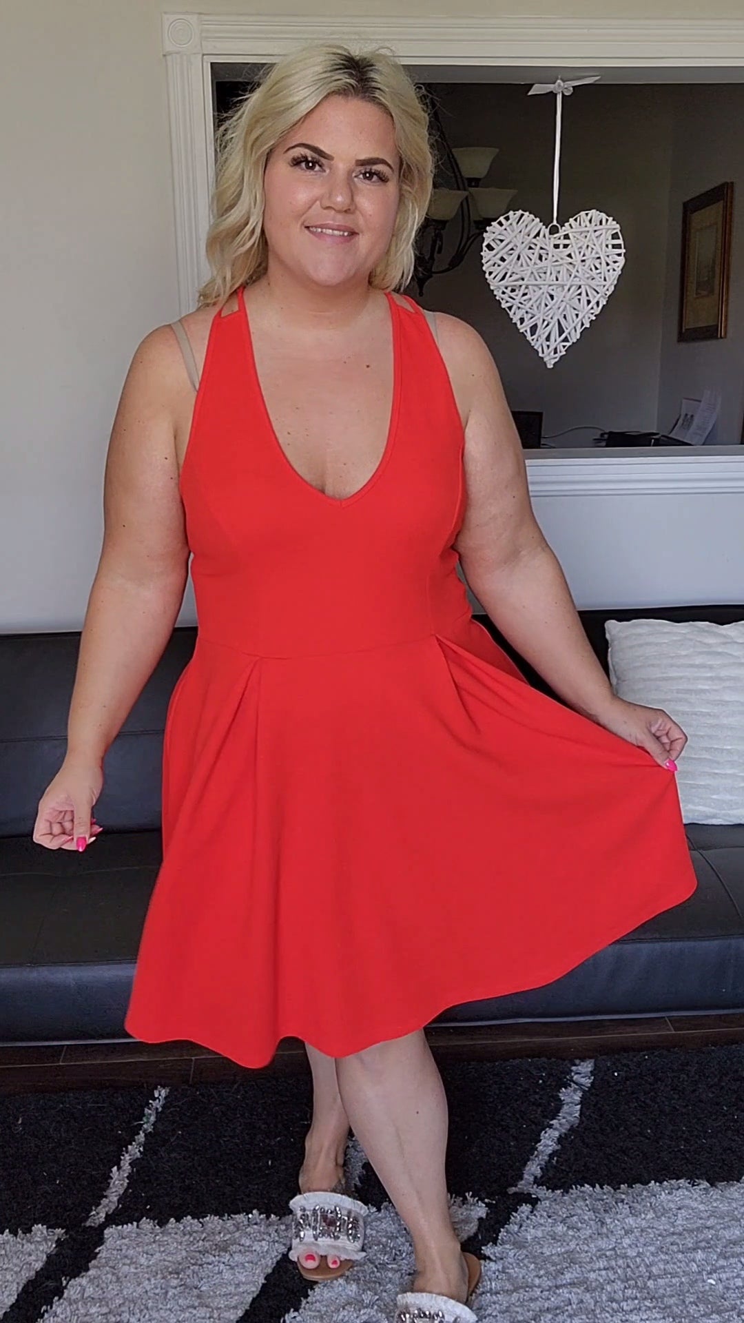 Size 2x Orange Multi Strap Skater Dress
