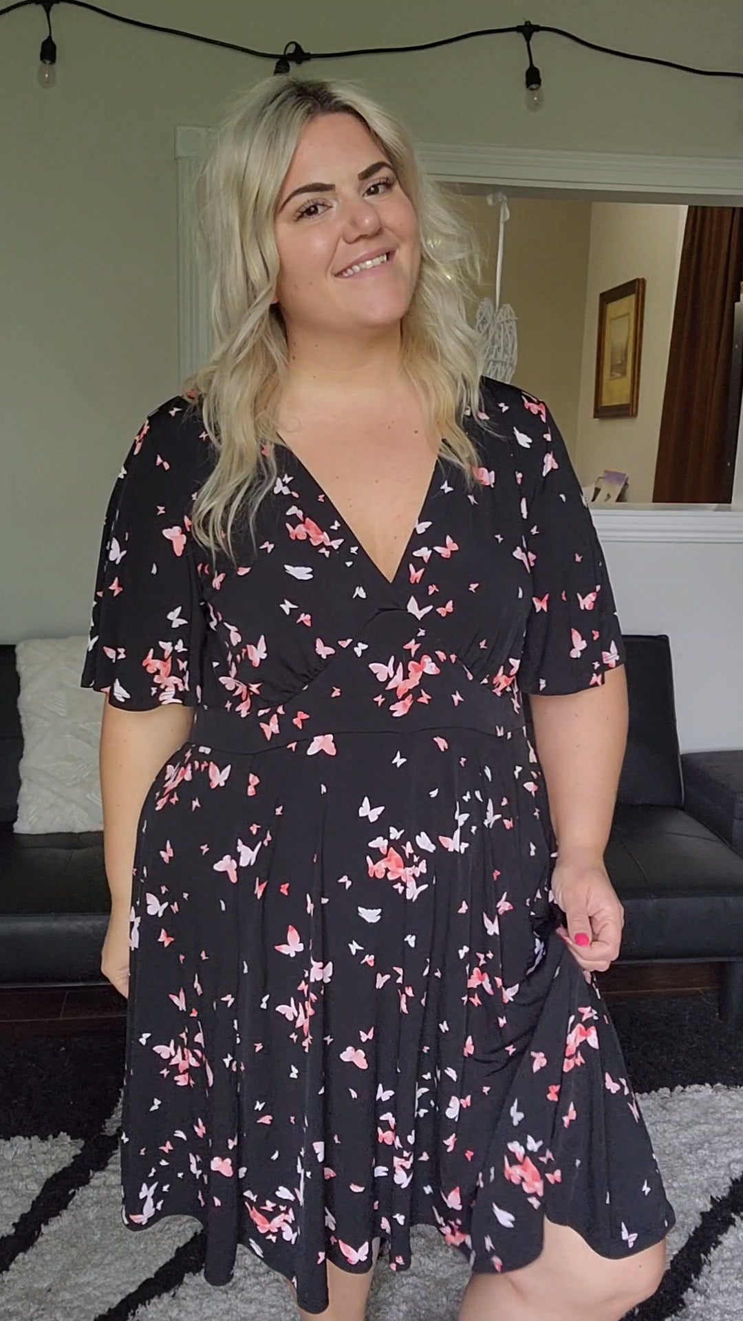 Size 3 Butterfly V neck Dress