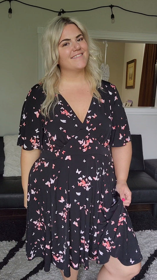 Size 3 Butterfly V neck Dress