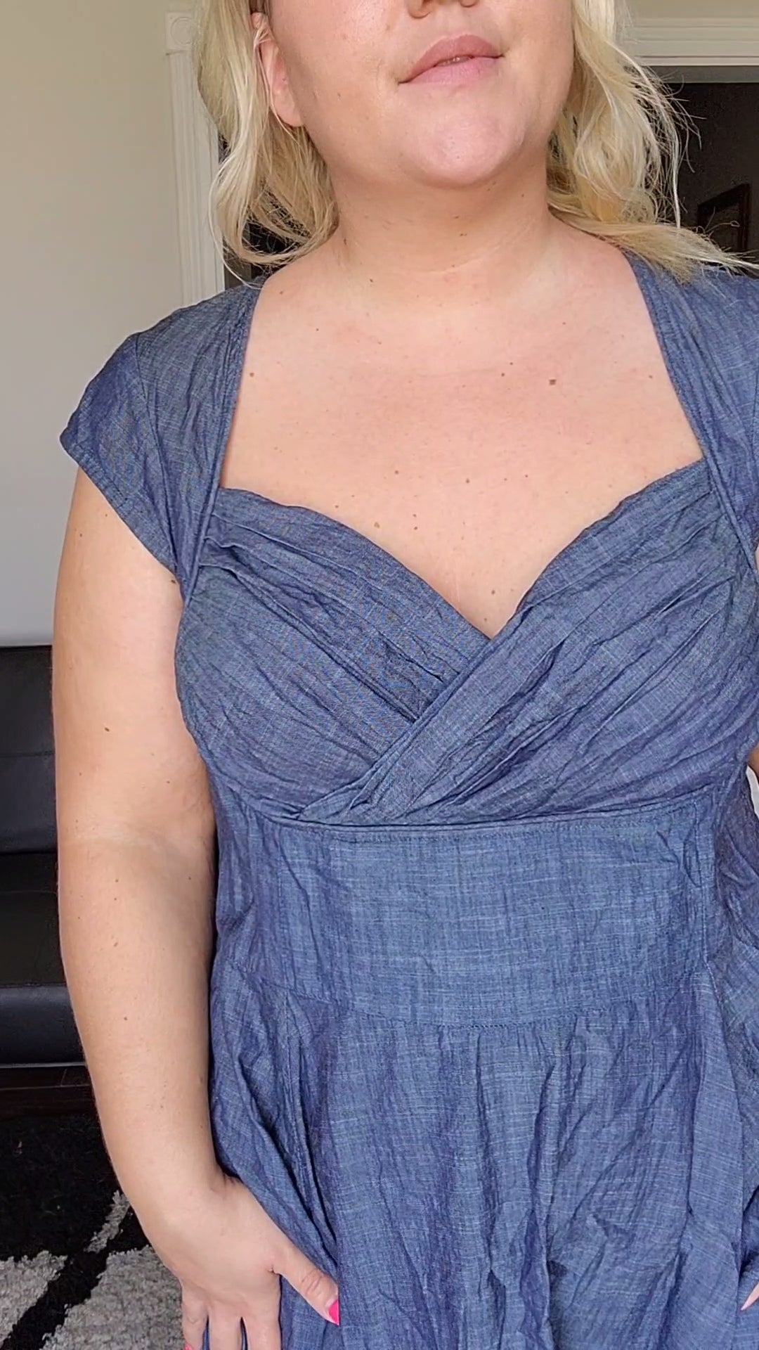 Size 1x Denim Sweetheart Neckline Dress