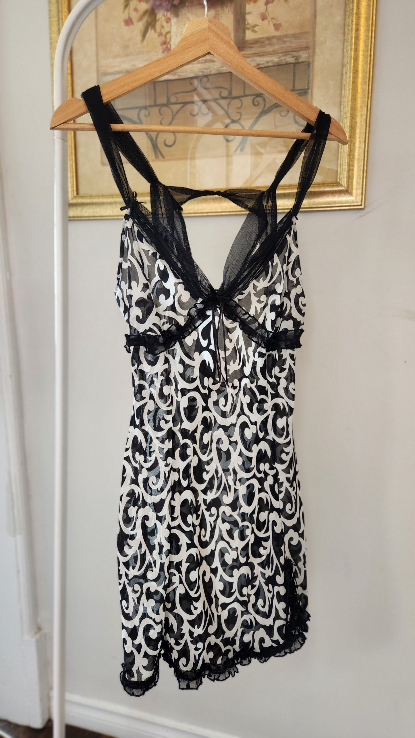 Size Large Black and White See Through Lingerie