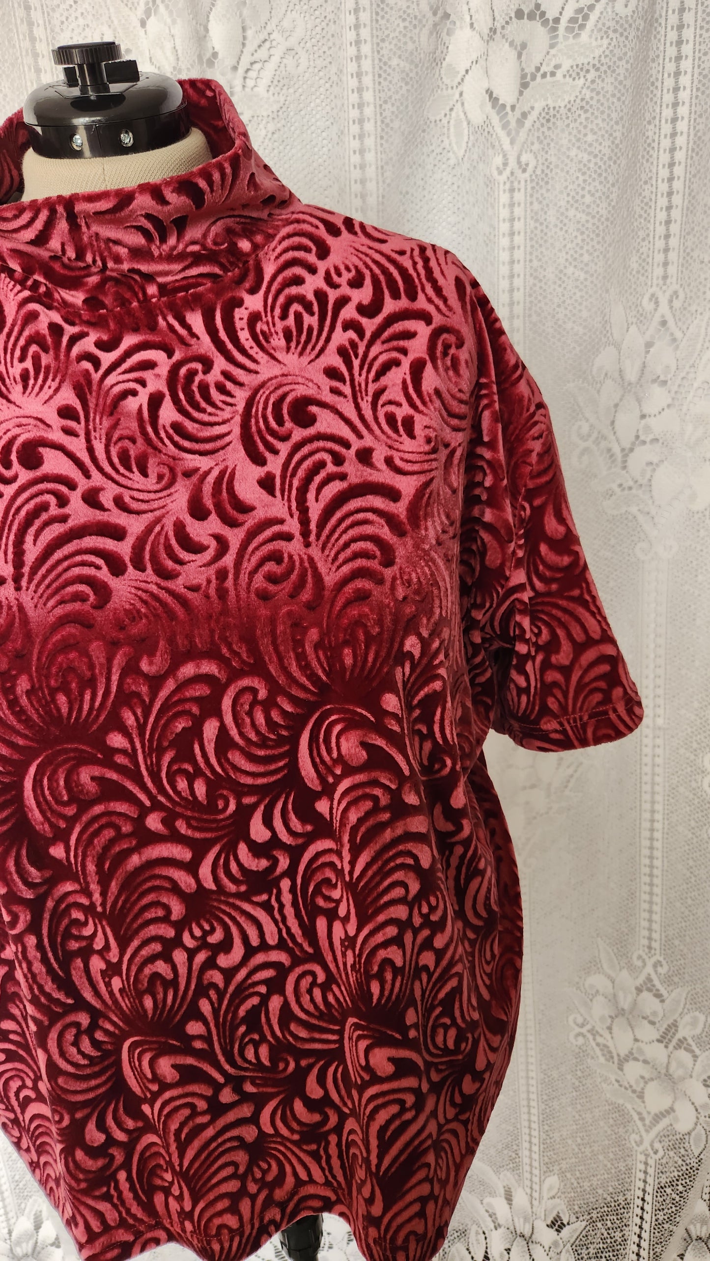 Fits like a 3x Textured Velvet Mock Neck Shirt