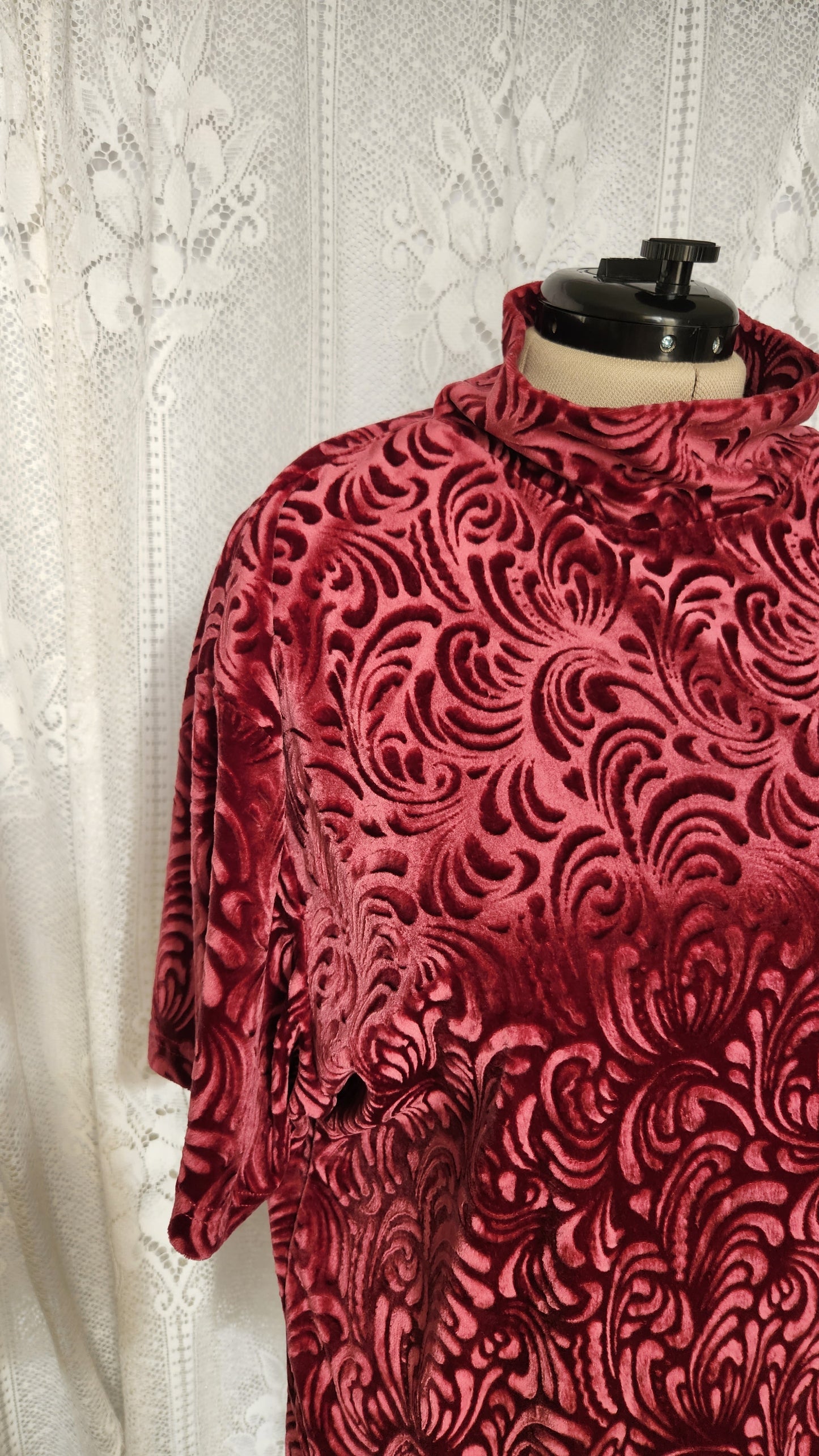 Fits like a 3x Textured Velvet Mock Neck Shirt
