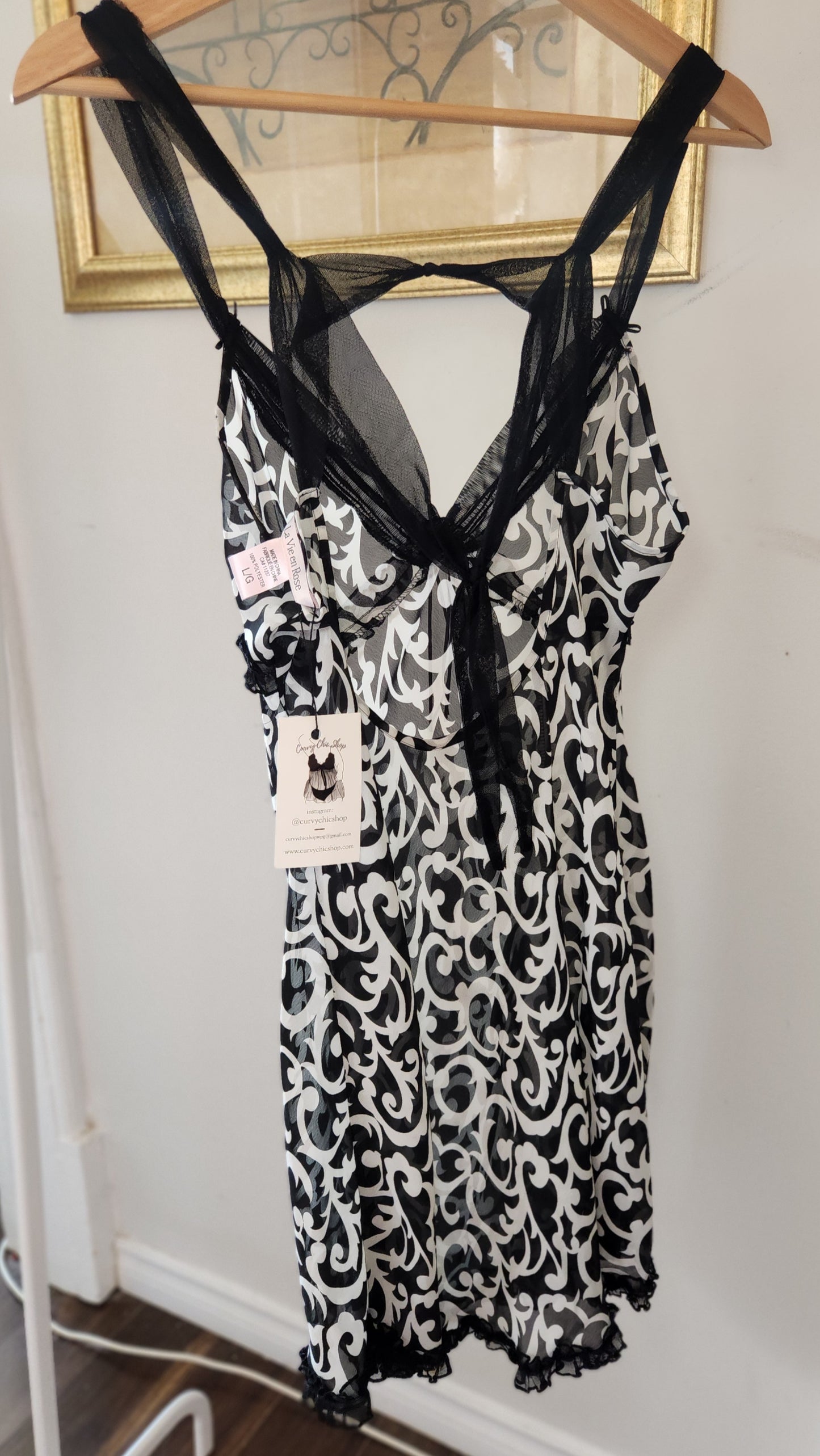 Size Large Black and White See Through Lingerie