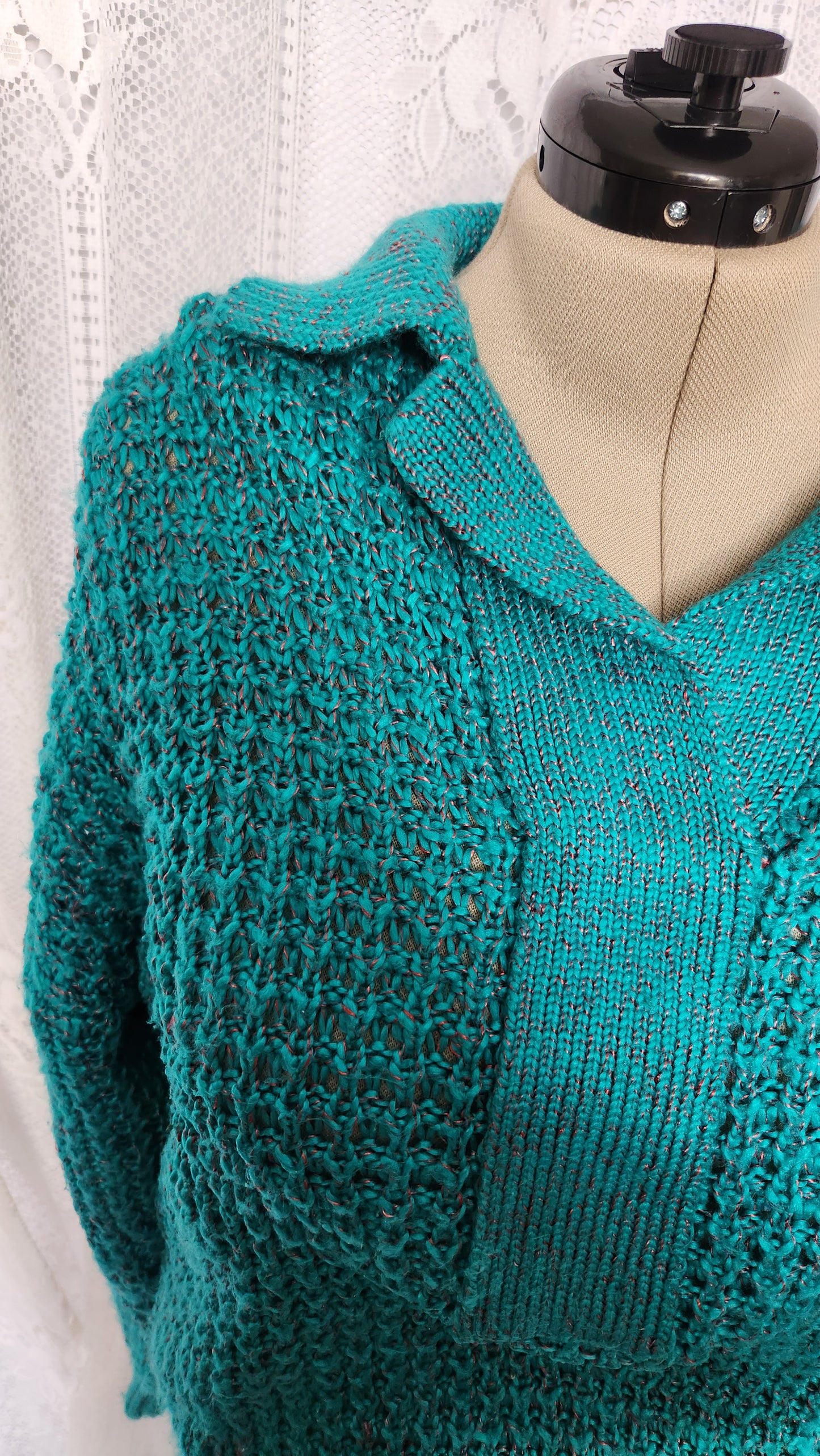 Fits like a XL/1x Vintage Green Knit Sweater