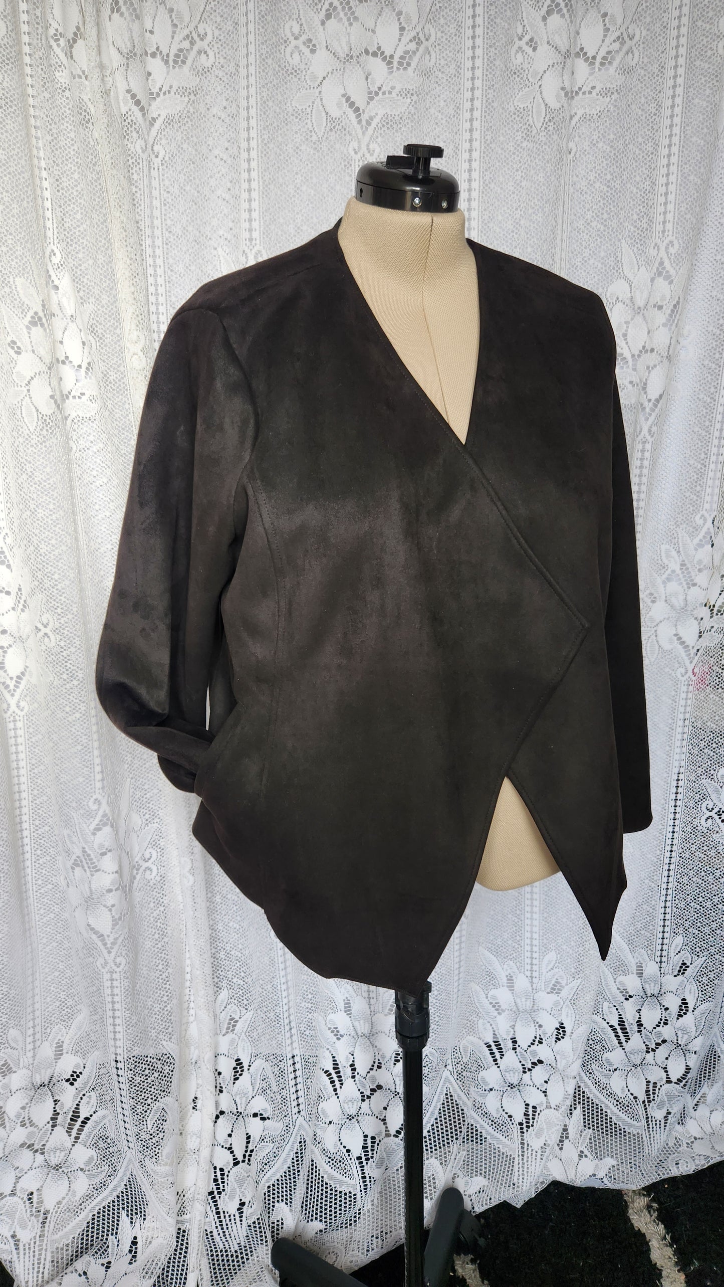 Size XXL Black Faux Suede Blazer