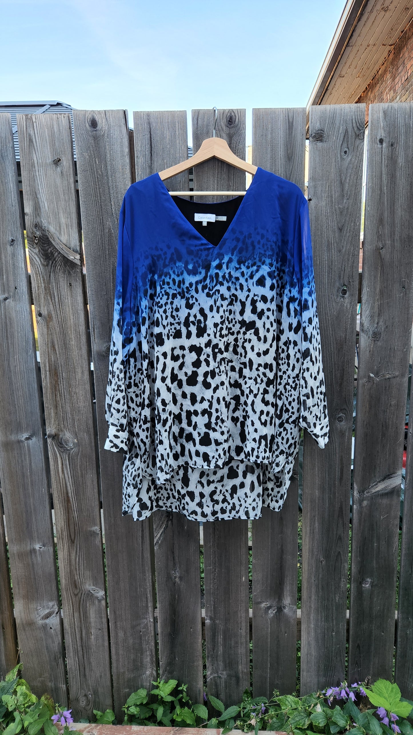 Size 2x Calvin Klein Leopard Long Sleeve Blouse