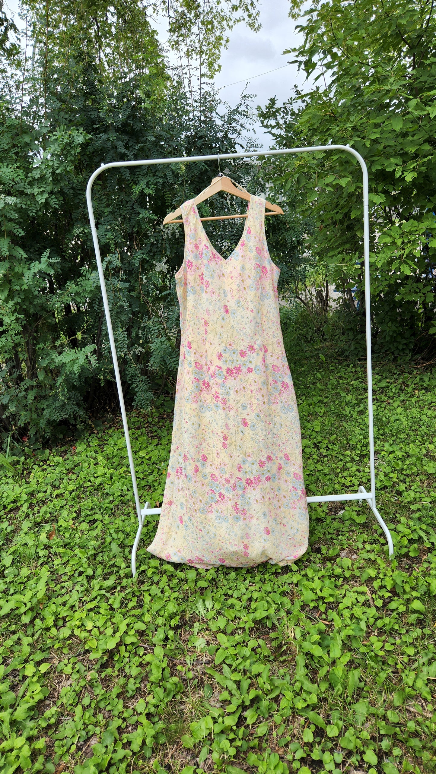 Size 18 Yellow Floral Sleeveless Long Dress