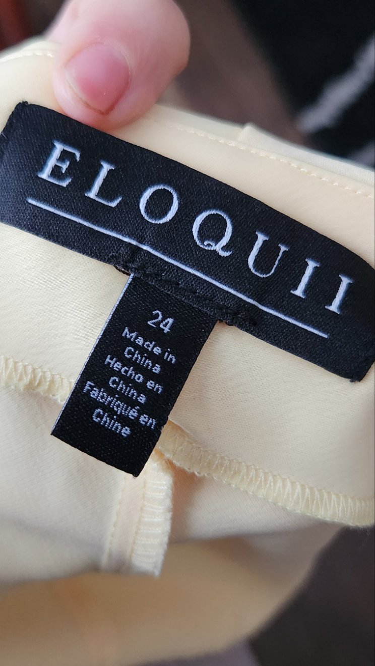 Size 24 Light Yellow Multi Tie Strap Satin Dress