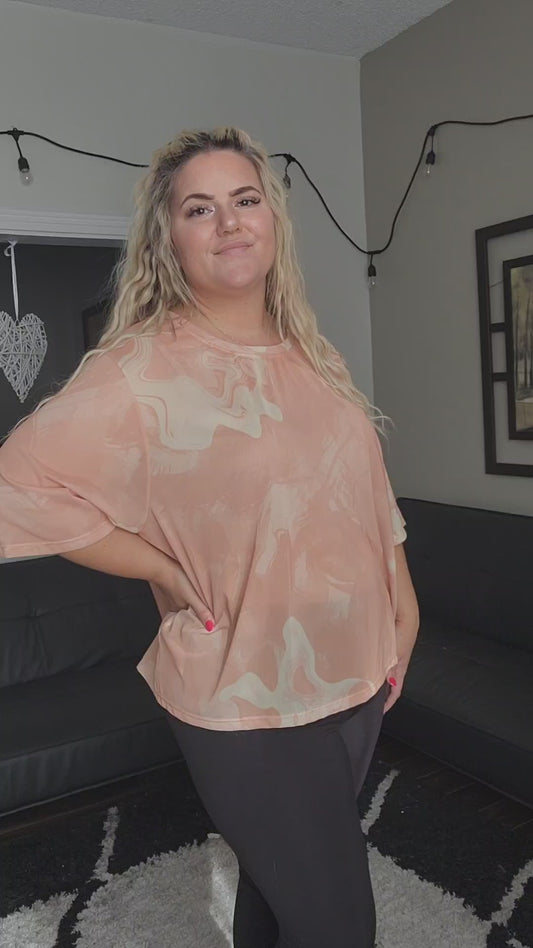 Size 4x Mesh Peach Workout Top