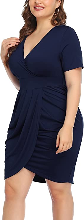Size 4x Blue V Neck Wrap Dress