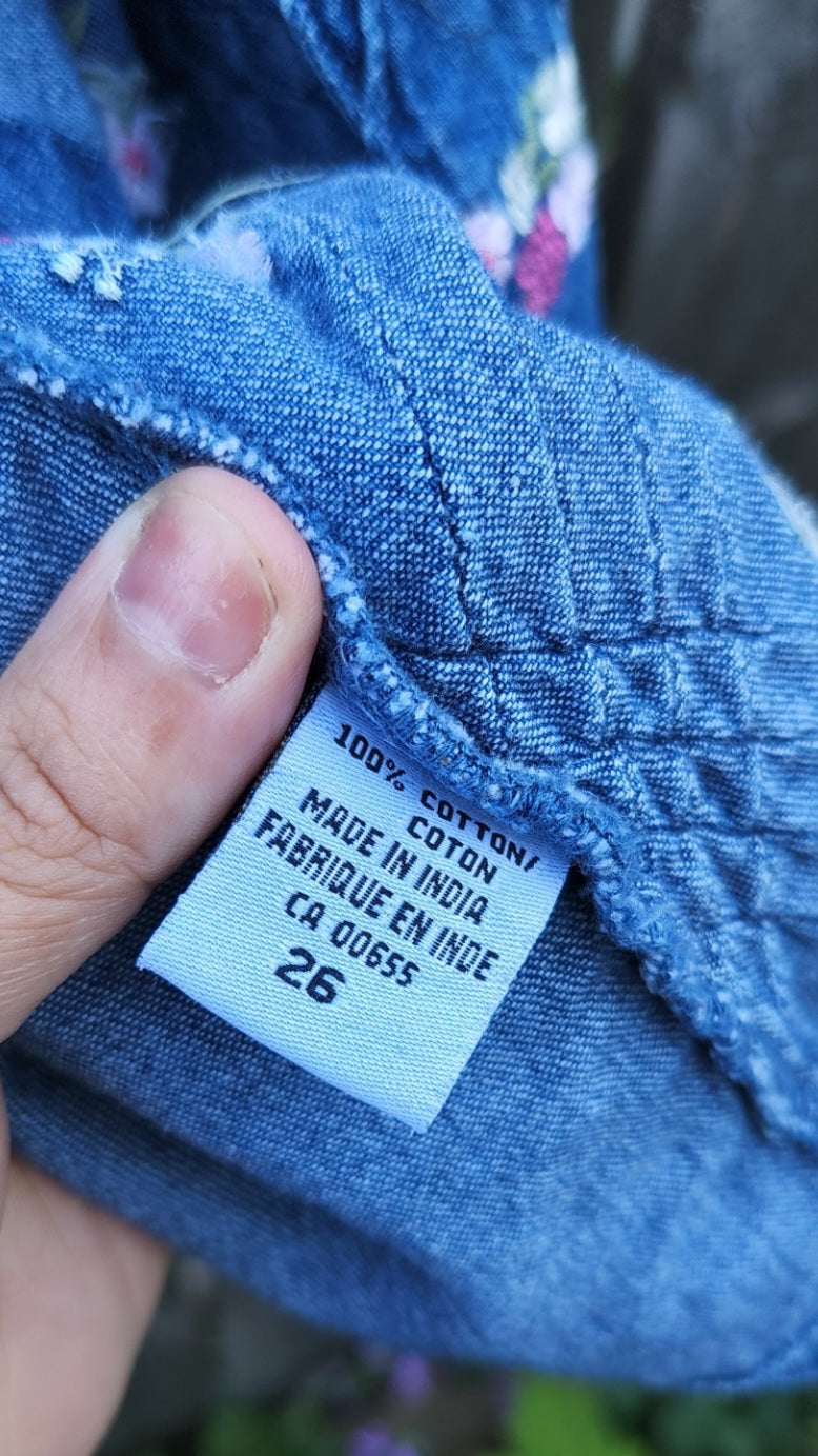 Size 26 Denim Button Up with Embroidery
