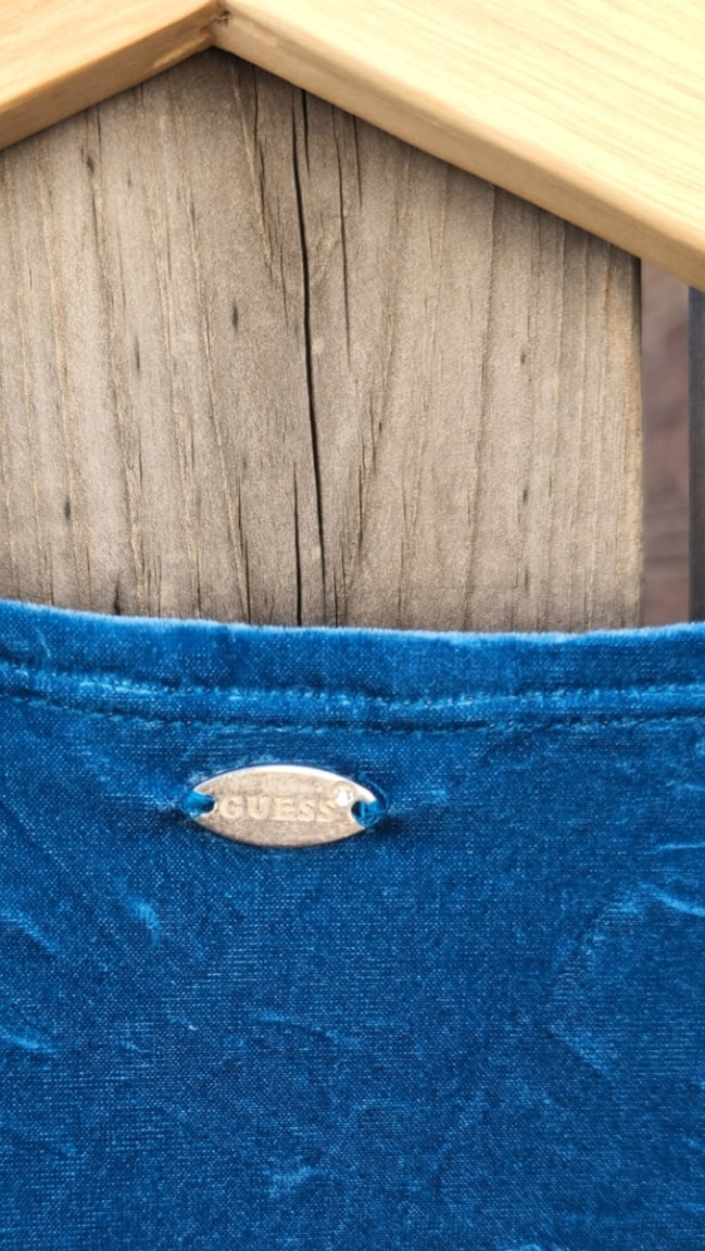 Size XL Blue Textured Velvet Body Suit