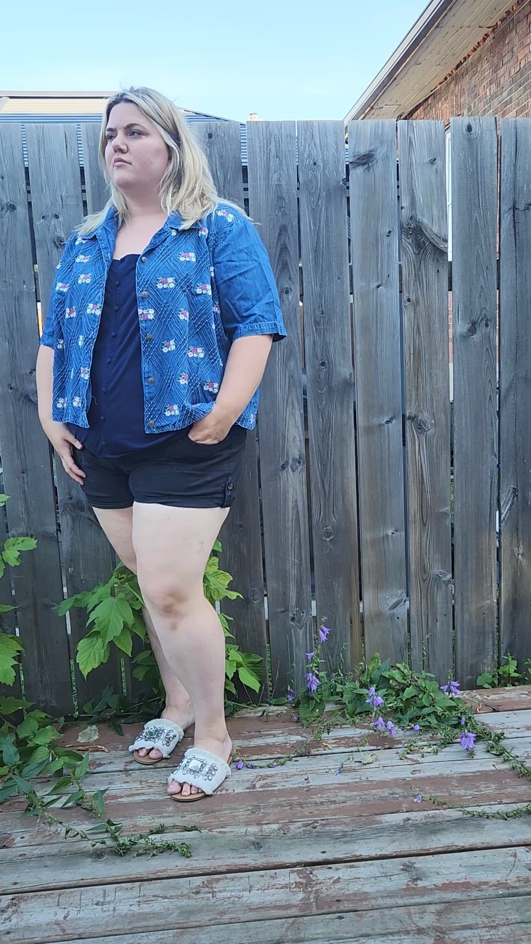 Size 26 Denim Button Up with Embroidery