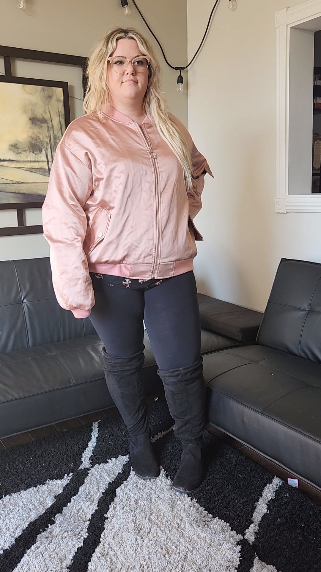 Size 3x/4x Baby Pink Satin Bomber Jacket