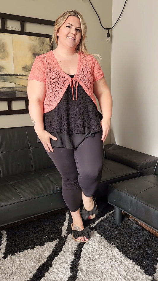 Size 18 Peach Crotchet Mini Cardigan
