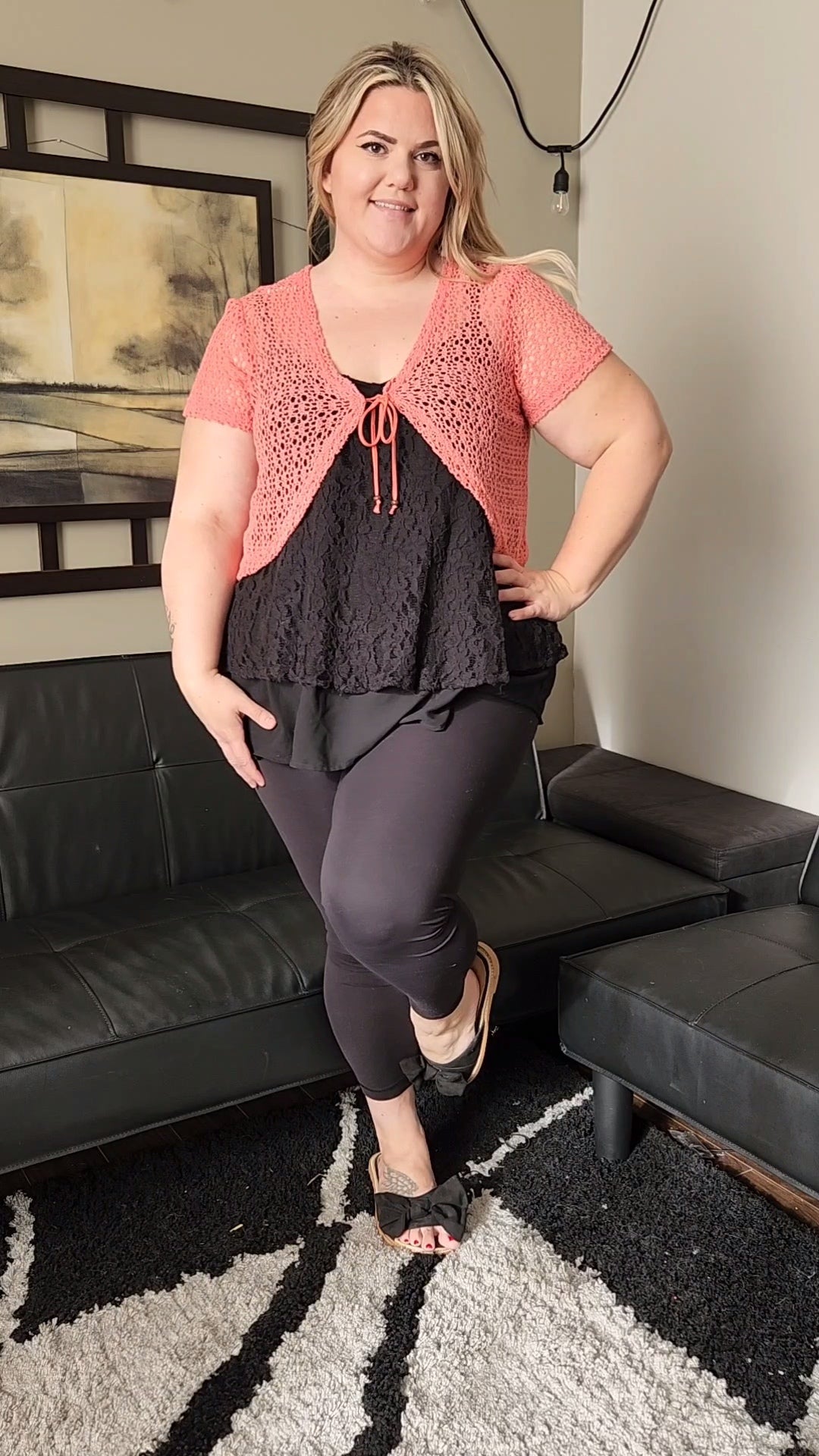 Size 18 Peach Crotchet Mini Cardigan