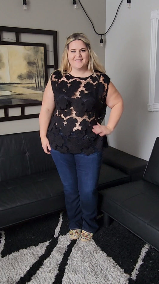 Size 3x Mesh and Lace Sleeveless Top