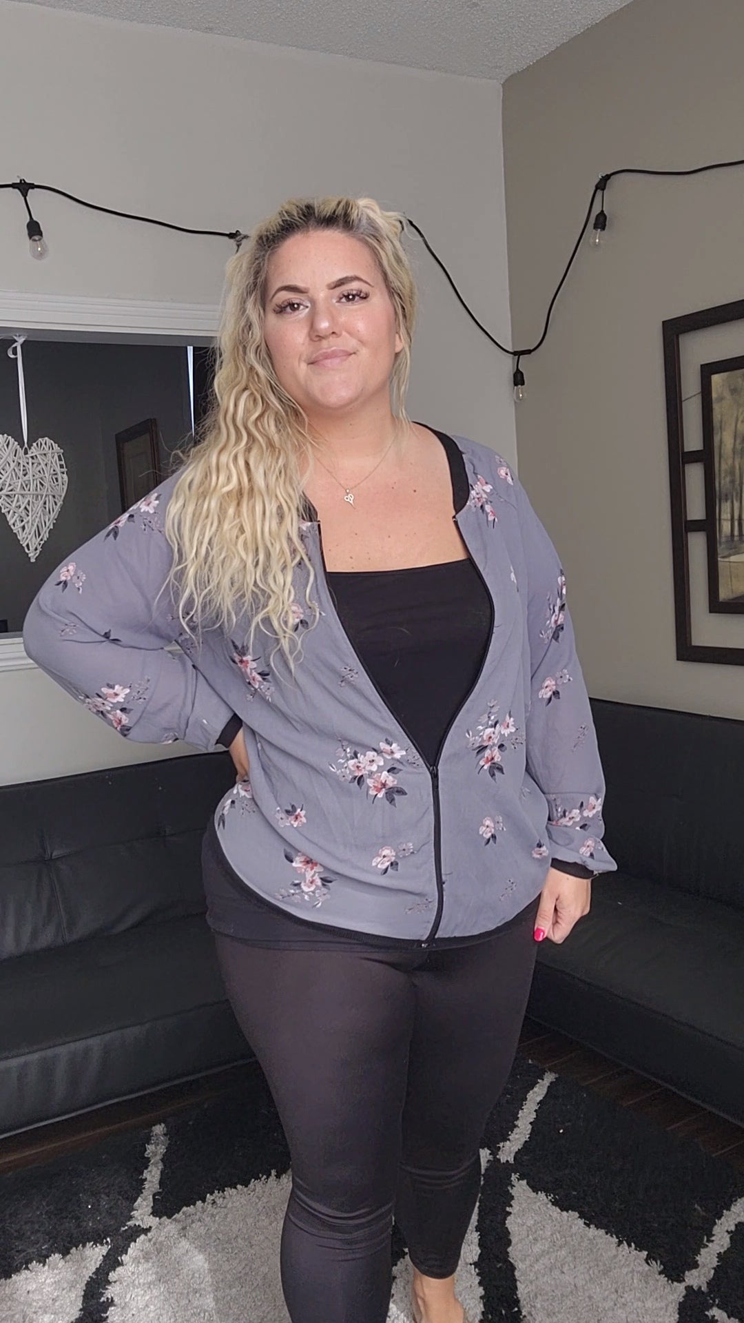 Size 1 Grey Floral Light Spring Jacket