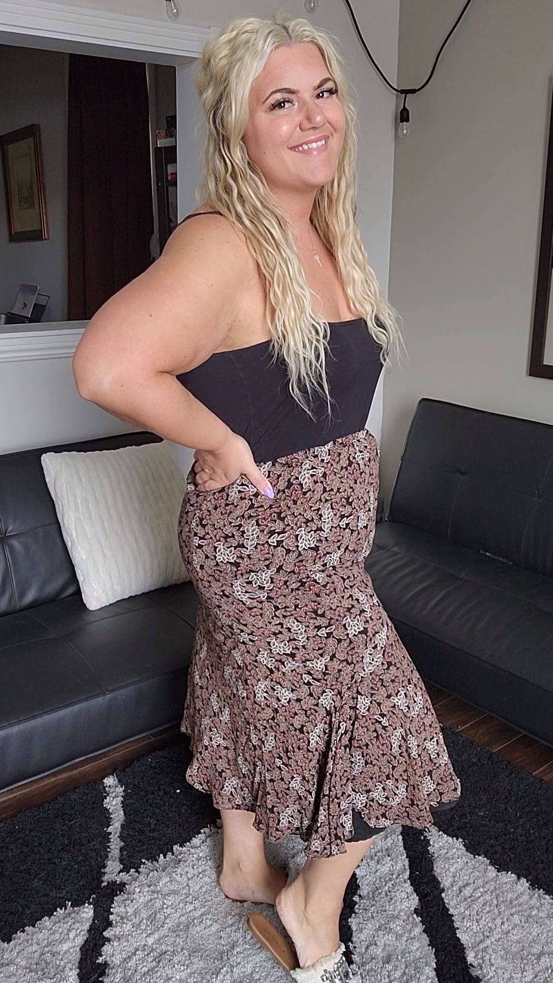Size Large Brown Ruffle Skirt