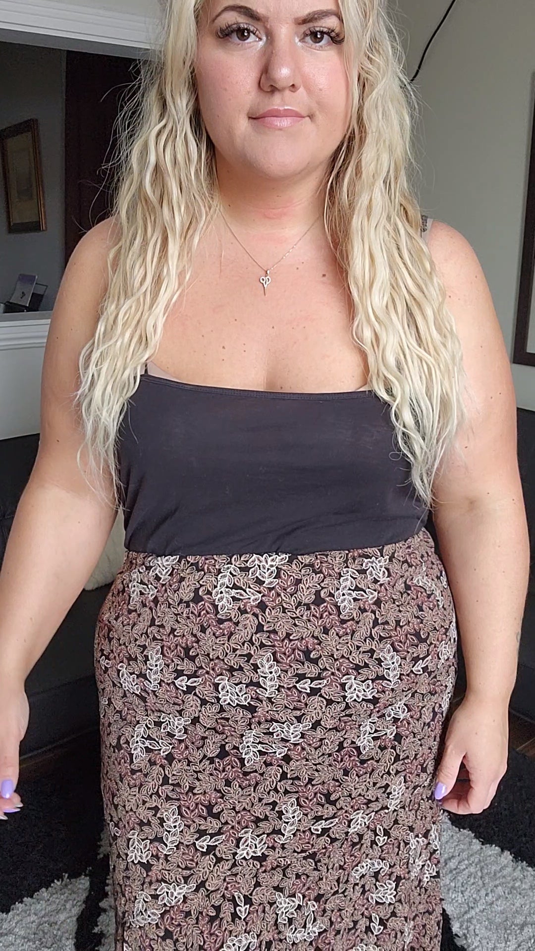 Size Large Brown Ruffle Skirt