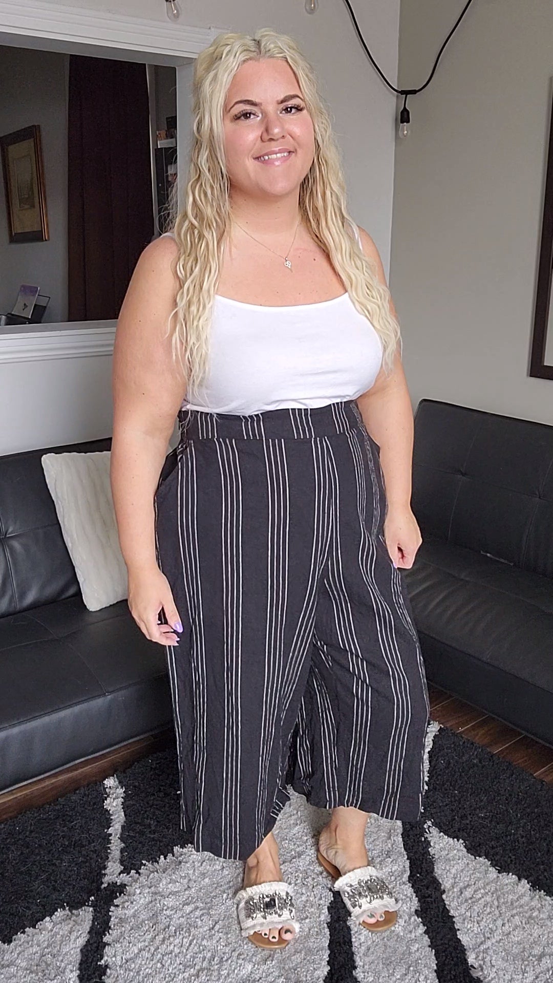 Size 3x Pinstripe Wide Leg Ankle Pants