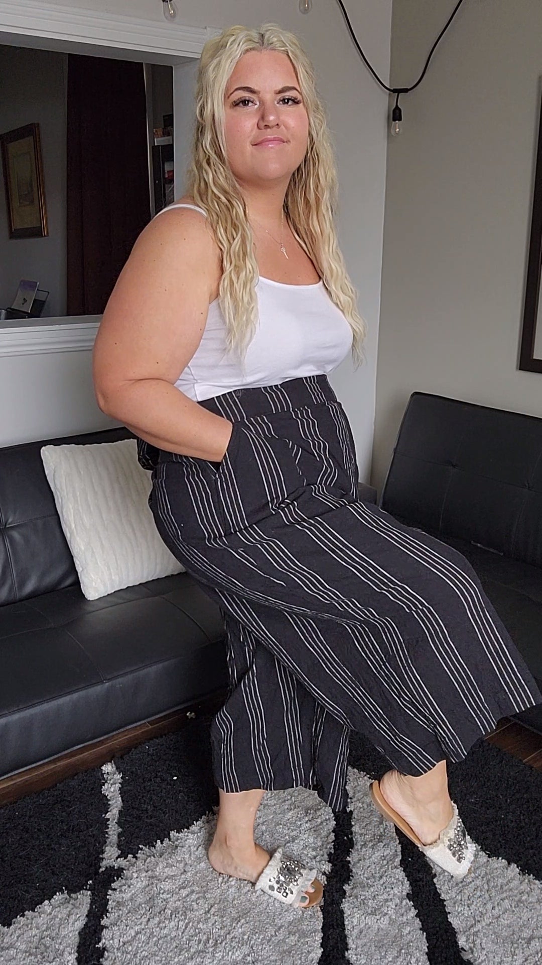 Size 3x Pinstripe Wide Leg Ankle Pants