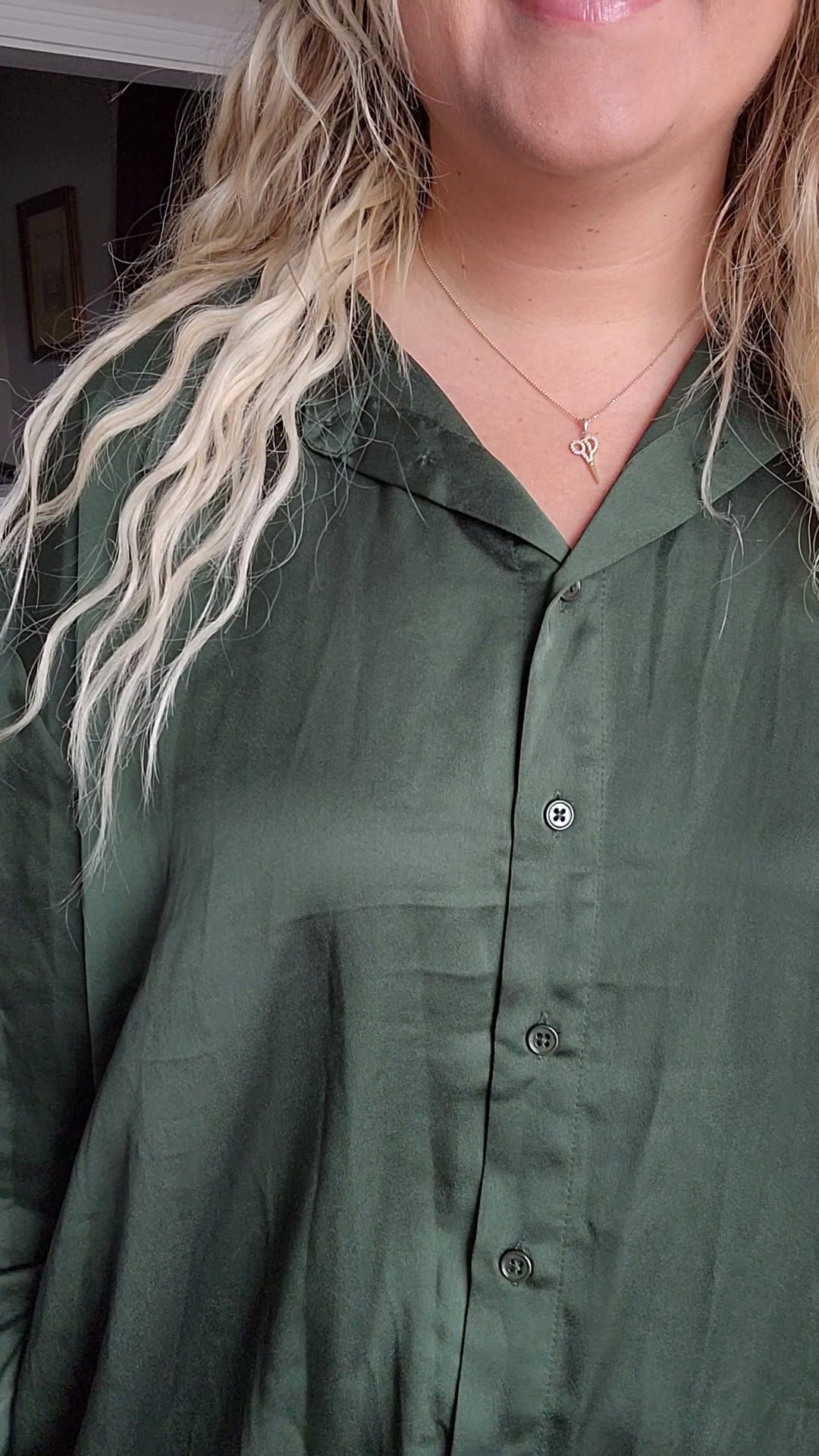 Size 22 Satin Forest Green Button Up Maxi Dress
