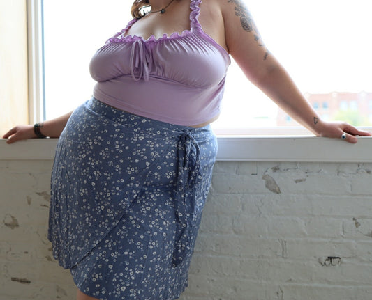 Size 3x Light Blue Floral Wrap Skirt