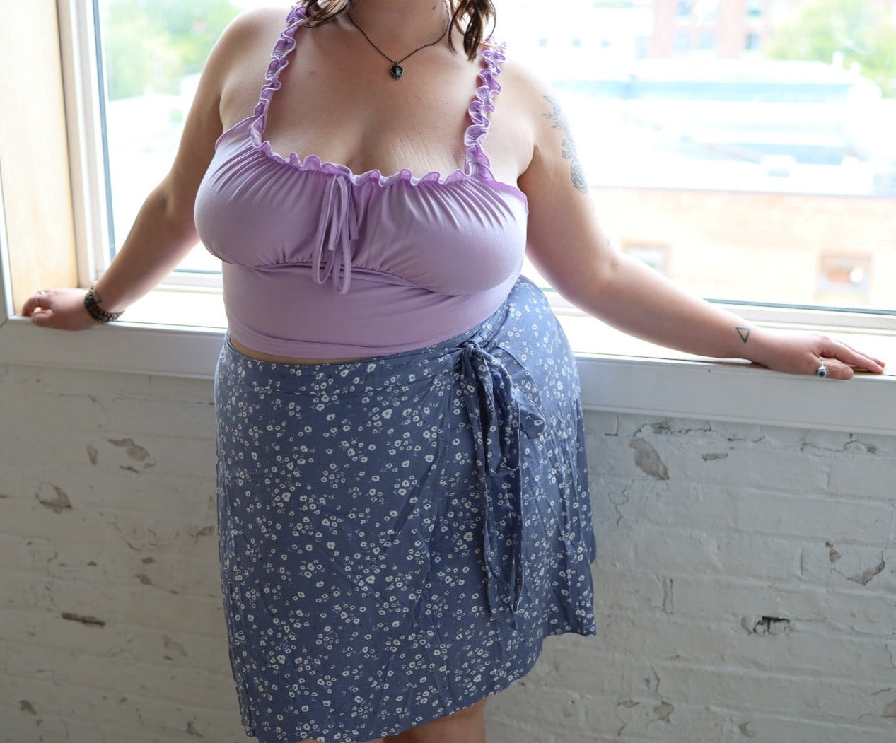 Size 3x Light Blue Floral Wrap Skirt