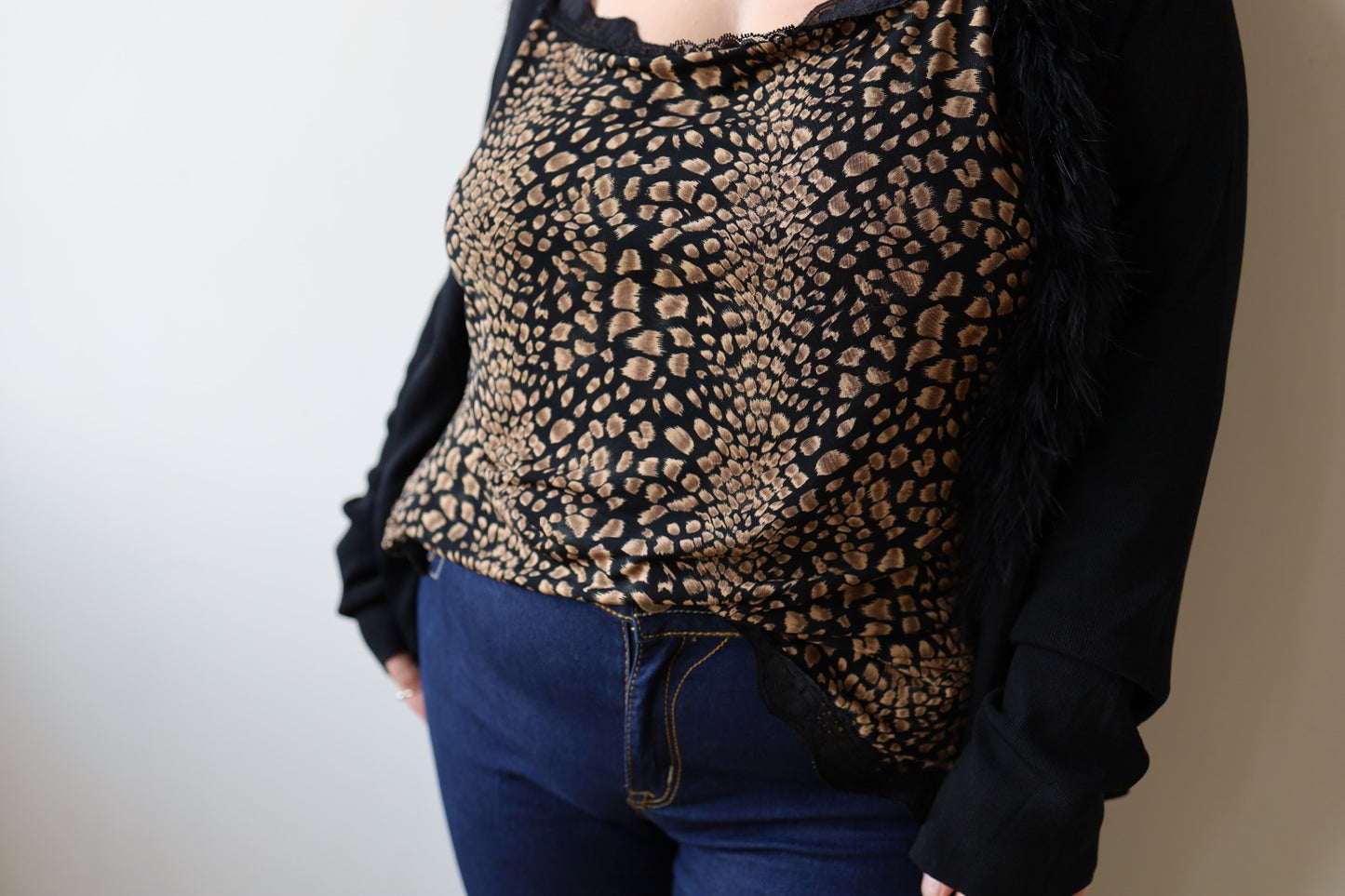Size 1x Leopard & Lace Tank Top