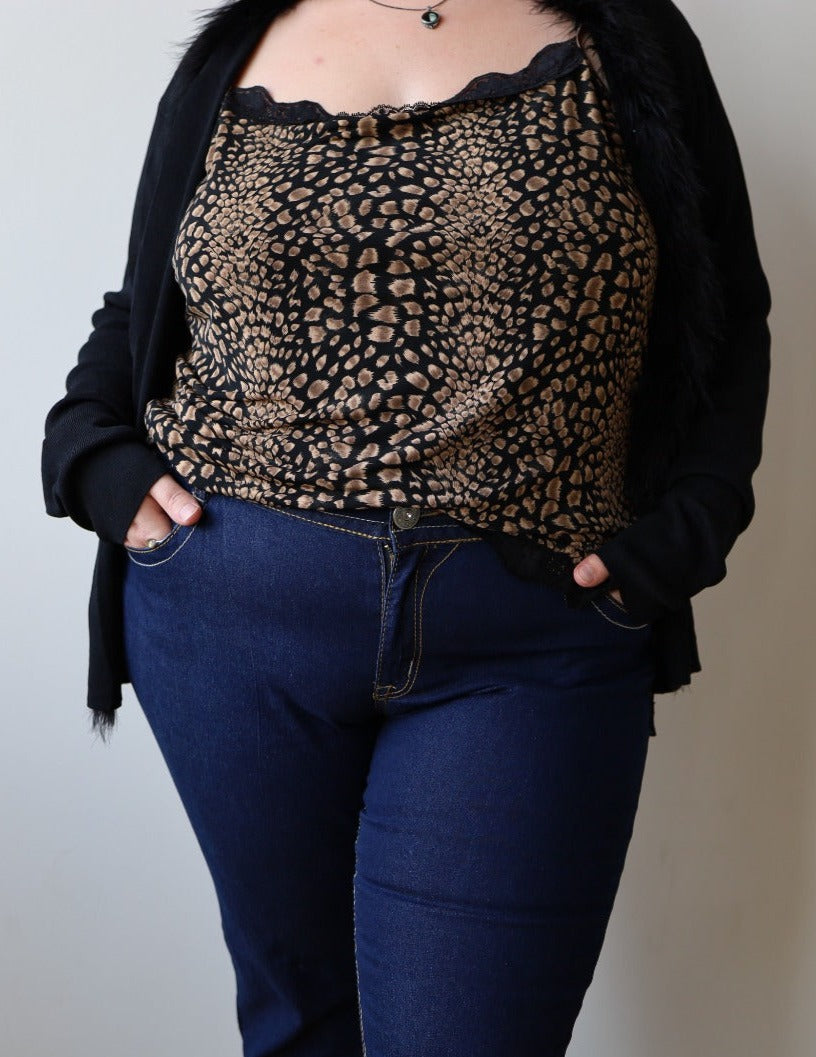Size 1x Leopard & Lace Tank Top